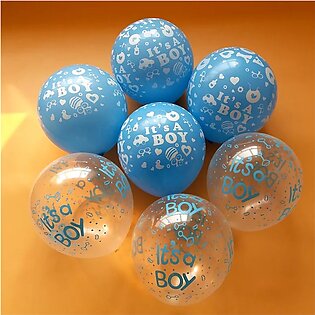 10 Pieces Pack - It Is A Boy / Baby Boy Latex Balloons Thick & Transparent For Baby Shower Party Decoration Blue Colors