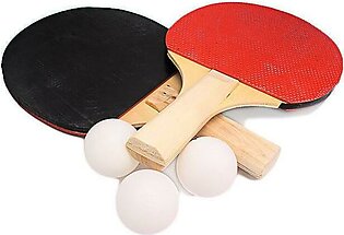 Table Tennis Racket With 3 Balls - Red and Black