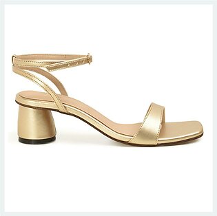 Elegancia Meghan - Women Golden Adjustable Strap Cylindrical Mid Heels