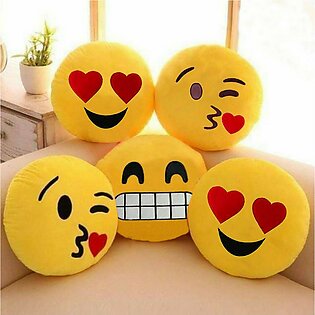 Relaxsit (Pack of 5) Assorted Emoji Soft Pillows Stuffed Cushions Round Home Decor Pillows 35cm