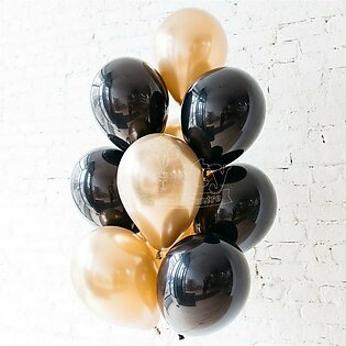 15 Golden & Black Metallic Balloons Pack
