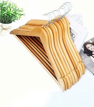 Pack Of 10 - Wooden Clothes Hanger Brown
