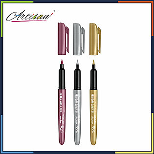 Artisan - Pack Of 3pcs - Golden, Silver & Copper Metalic Brush Soft Nib Marker Pen Mm681b