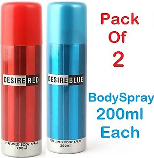 (pack Of 2 ) Body Spray (200 Ml Each ) Red & Blue