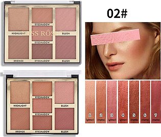 Miss Rose - 7 Colors Blush Bright Shimmer Powder Professional Facial Highlight Palette Natural Nude Makeup Brighten 18.5g 7004-021Z12