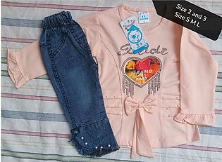 Baby Girl Shirt With Denim Trouser