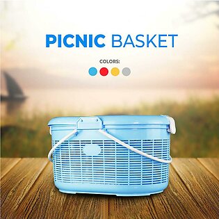 Carry Basket/picnic Basket Plastic Hamper As Shopping Bag With Lid And Handle Camping Picnic Shopping Food Fruit Picnic Basket Large Size Beautiful Baby Basket 100% Pure Material Beautiful Oval Shape Full See Through Basket Bpa Free Go Green