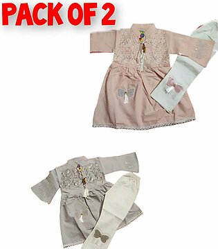 Baby Girl Frock Pack Of 2 Baby Clothing Baby Frock Small Size For 1 Years Girl With Trouser Kids Dress