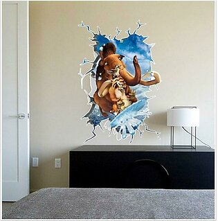 Ice Age 3D Wall Sticker Cartoon DIY Wall Decor for Kids Animal Wall Art Removeable  Wall Decal