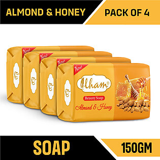 Ilham - Almond & Honey Beauty Soap Premium Quality Fragrant 150 Gms Beauty Soap Bar Soap - Moisturizing Soap - Bundle Pack Of 4 Branded Bath And Body Soap - Skin Care Soap - Skin Soap - Almond Soap