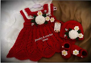 Newborns Woolen Frock Set / Baby Girl Clothing
