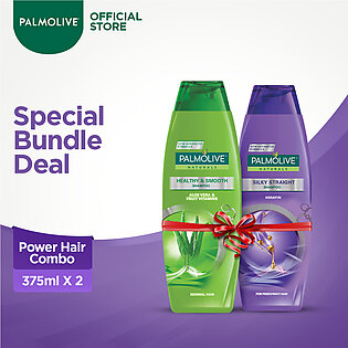Power Hair Combo - Palmolive Healthy & Smooth + Silky Straight Shampoo 375ml x 2