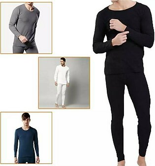 Pack of 2 - Woolen Thermal Inner Suit For Men - Grey & Black