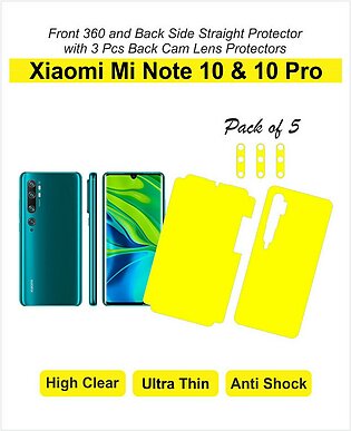 Xiaomi Mi Note 10 And For Mi Note 10 Pro - Screen Protectors - Front 360 And Back Straight With 3 Back Cam Lens Protectors
