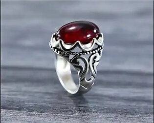 Saudi Aswad New Men's Ring Vintage Stone Artificial Turkish Ring For Men & Boys, Feroza Stone With Silver Ring