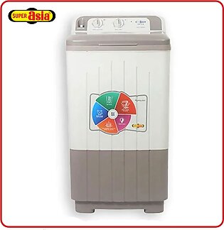 Super Asia Washing Machine Sa-270 Fast Wash 10 Kg Single Tub Shock & Rust Proof Plastic Body Scrub Board With Double Storm Pulsator Brand Warranty