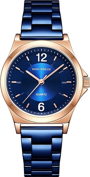 Mini Focus Blue Steel Bracelet Blue Dial Analog Watch For Women- Mf0308l-04