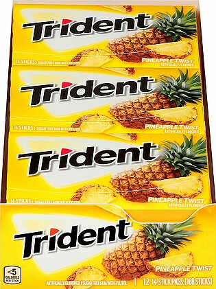 Trident Pineapple Twist Sugar Free Gum, 14 Pieces