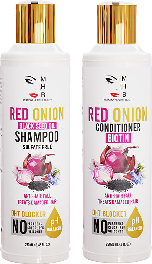 Red Onion Black Seed Oil Sulfate Free Shampoo & Red Onion Conditioner With Biotin - Paraben Free - 250ml Each