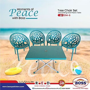 Boss Tree Chair (bp-313) Pack Of 4 With (bp-214-s) Folding Steel Plastic Table