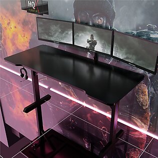 High Quality Gaming Table 60 Inches ( 5ft Length) - Computer Laptop Table - Pc Table- Led Lights Installed - Headphones Holder And Wire Management System - Gaming Design
