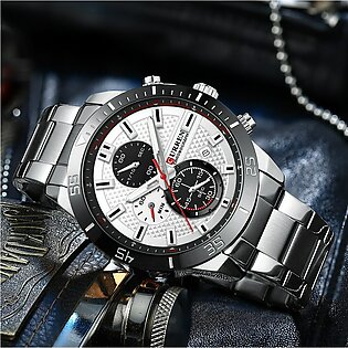 Curren Luxury Brand Quartz Analog & Chrono Stainless Steel Waterproof Wrist Watch For Men With Brand Box-8417
