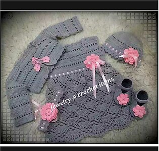 customizable woolen baby girl dress set / girls crochet handmade clothes