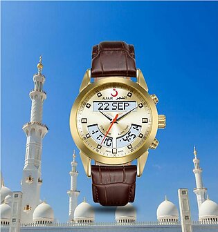 AlFAJR Leathaer Straps Dual Time Deluxe Watch For Men WA-10B
