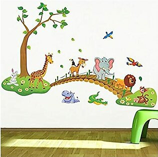 jangle Animals Nature Wall Sticker Cartoon DIY Wall Decor For Kids Room Colorful PVC Removeable Wall Paper Wall Painting/Wall Art Decal
