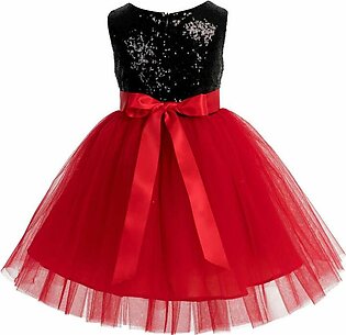 Red | Black Sequins Dress For Baby Girl