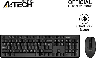 A4tech 3330ns - Wireless Keyboard Mouse Combo Set - 2.4g Wireless - Silent Clicks Mouse - 1200 Dpi Mouse - Fn Keys - For Pc/laptop