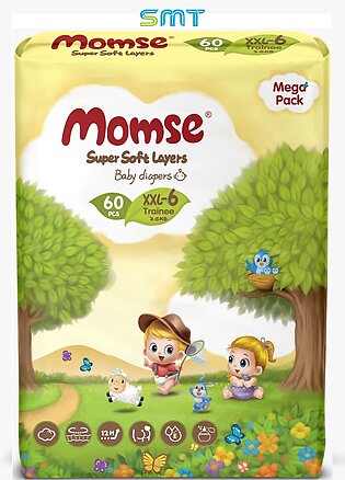 Momse Diapers Mega Pack Size 6no XXL +15kg (60 Pcs Pack)