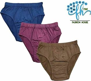 Pack Of 3 Random Color - Panties For Girls And Women Panties To Wear Under Lawn 3 Piece Suit And Kurtis For Girls Night Dresses For Girls Cotton Underwear And Panties Seamless Cotton Jersey Underwears Panties For Ladies Girls Women Periods ( 786 )