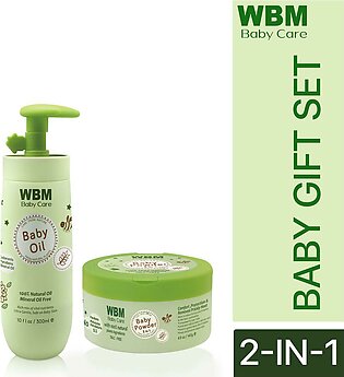 Wbm 2 In 1 Baby Gift Set, Baby Oil & Baby Powder (pack Of 2)