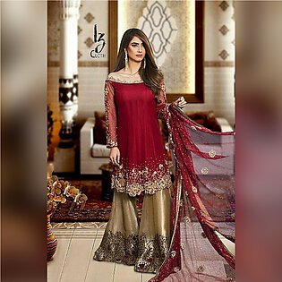 Partywear Bridal Suit Chiffon Suit Chiffon Dupatta With Silk Trouser Ston Work Embroidered Details ▫embroidered Front ▫embroidered Back ▫embroidered Sleeves ▫embroidered Neck ▫embroidered Daman ▫embroidered Dupatta. Embroidered Sik T