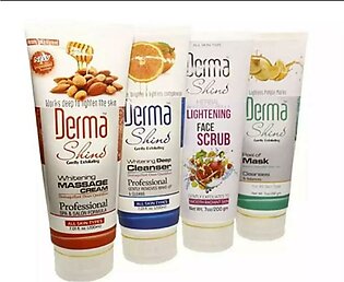 Derma Shine Facial Pack Of 4 Mask Cleanser Scrub And Massage Cream 200 Ml Each.