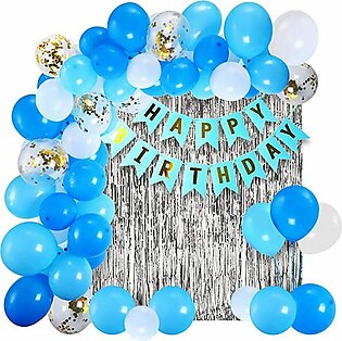 Happy Birthday Golden & Black Theme ( Including Birthday Banner +1 pc Curtain 6 x3.5 Feet + 30 Balloons +5 Pc Confetti balloons Birthday & Party Items Birthday Themes -Birthday Decoration -Birthday Theme For Boy/Girl -Birthday Accessories