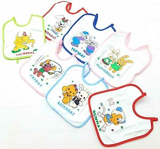 Pack Of 7 Baby Bibs Water Proof With Sheet Back High Quality Baby Bibs High Absorbable For Girl And Boy Cotton Bibs With Sheet Cotton Bib Newborns Bibs 7 Weekdays Printed Bibs For Children Boys Girls Baby Stuff