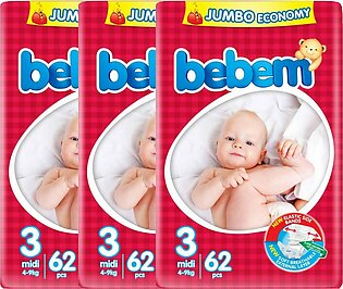 Pack of 3 -bebem jumbo (midi size-3,62 pieces, 4-9 kg)
