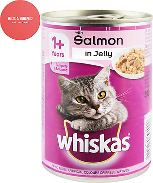 Whiskas Cat Food Jelly Tin, Salmon Flavor, Adult Cat, 390gm