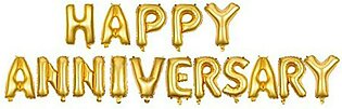 Happy Anniversary Letter Foil Balloon/ Anniversary Party Decoration Items ( 16 Letters) - Golden