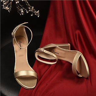 Elegancia Will - Women's Adjustable Ankle Strap Golden Block Heels