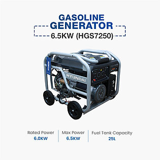Hyundai Petrol Generator 6.5 Kva - Hgs7250 – Silver