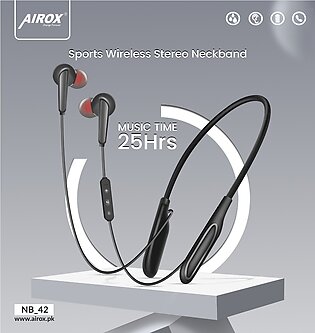 Airox NB-42 Extra Bass Neckband  || 25 Hrs Play Time || 5.2 Bluetooth Version