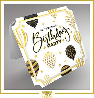 Birthday Invitation Card - (golden Foiled & Embossed) (pack Of 20)