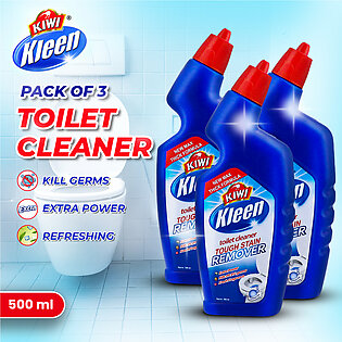 Pack Of 3 Kleen Tough Stain Remover For Toilet (500 Ml) - Kiwi Kleen Toilet Cleaner - Toilet Cleaner - Toilet Cleaner Gel - Bathroom Cleaner - Kills 100% Germs - Toilet Stain Remover - Toilet Germs Cleaner -