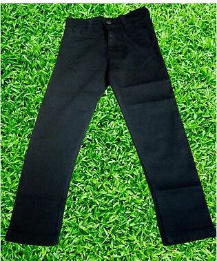 Boys Plain Narrow Black Regular Casual Jeans Pant For Kids