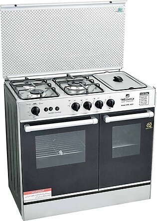 Welcome 3 Burner 6 In 1 Gas Cooking Range + Fryer Wc-6001 - Black And Grey