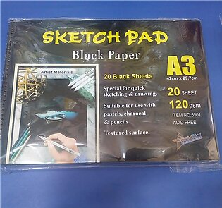 Sketch Pad / 20 Sheets / Black Paper