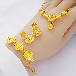 Vietnamese sand gold plated imitation flower coin long-lasting color gold-plated jewelry bridle full set